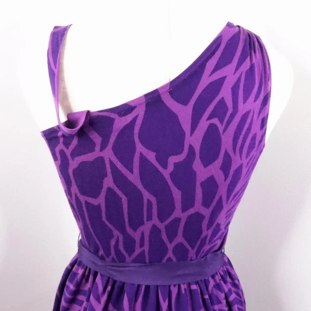 Twelve by Twelve Women's S Purple Animal Print Knit One-Shoulder Sleeveless Top - Picture 8 of 11